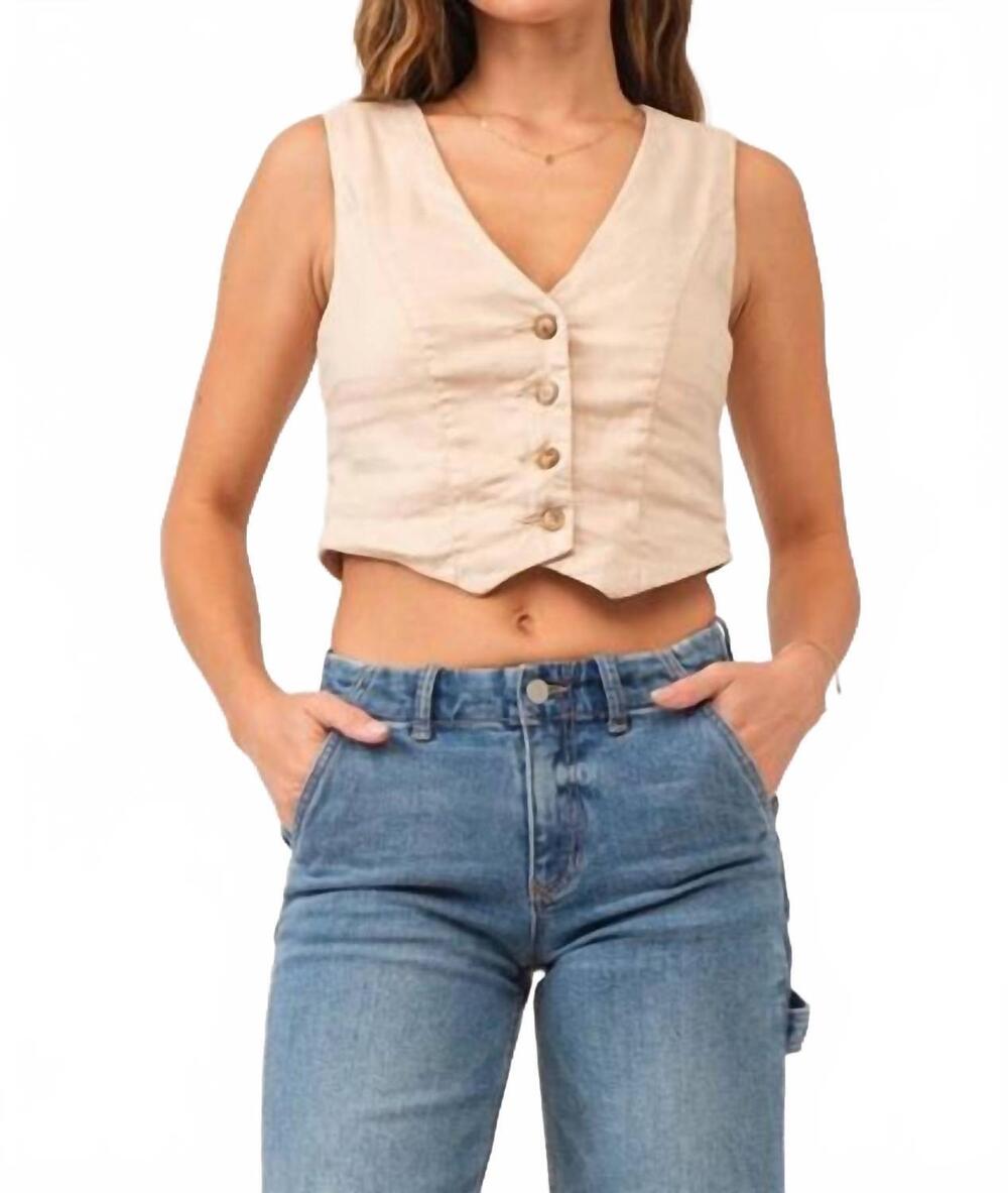 NEW DEAR JOHN DENIM norris button front vest in peach flesh
